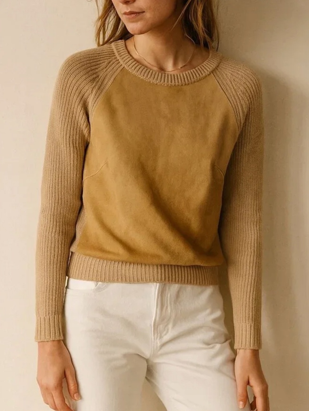 Ralph Lauren Black Label suede front sweater